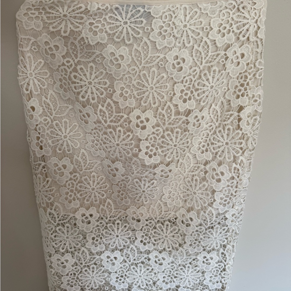 Cynthia Rowley Cream Lace Detail Long Skirt with Short Underskirt
